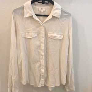 Ag cream silk button down shirt